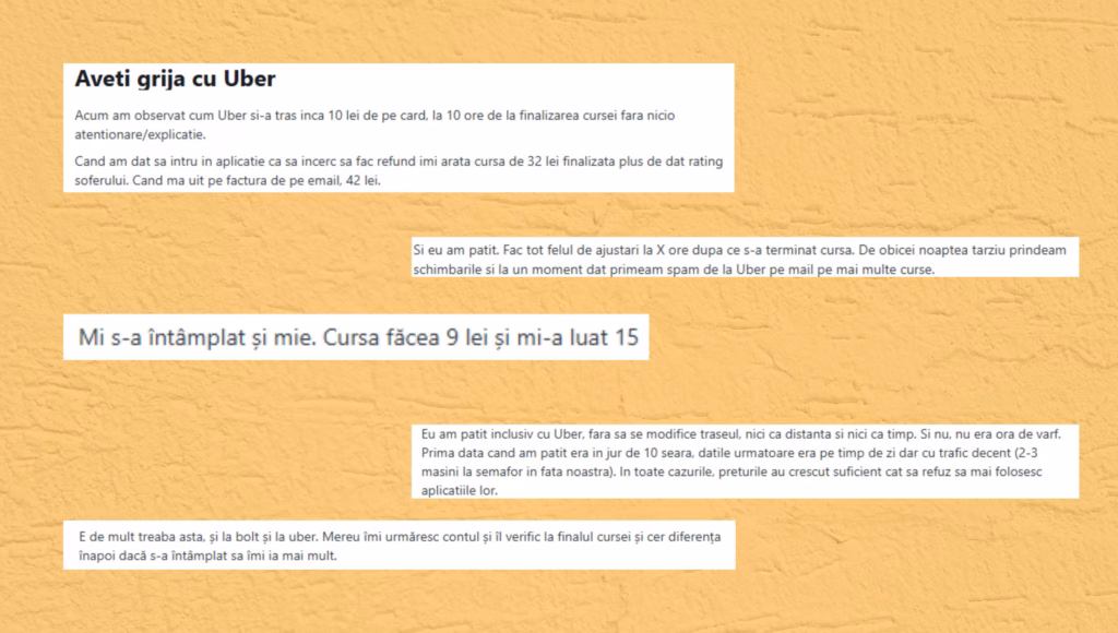 plangeri pe reddit despre bolt si uber ca tarife